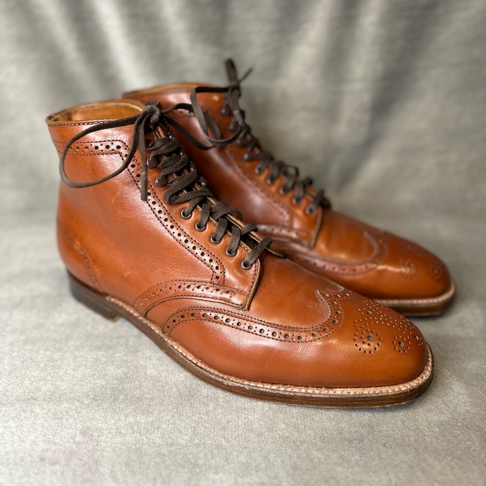 Alden x Ealdwine Wingtip Boot D1819H, Burnished Tan, Size 10D/Plaza Last